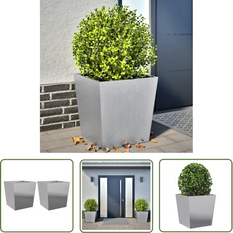 vidaXL Jardinières 2 pcs 50x50x50 cm acier galvanisé (1/5)