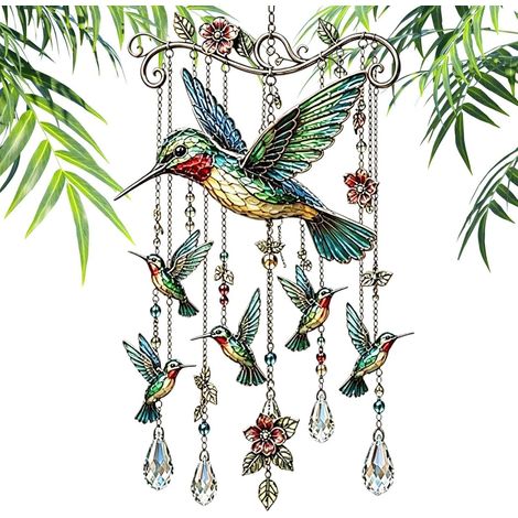 Carillons éoliens en forme d'oiseau, au son profond et résonnant, cristaux étincelants (1/5)