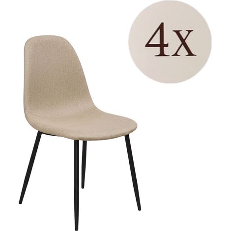 Set di Sedie Zambrone, 4 Sedie, Imbottito, Effetto Corda, Beige