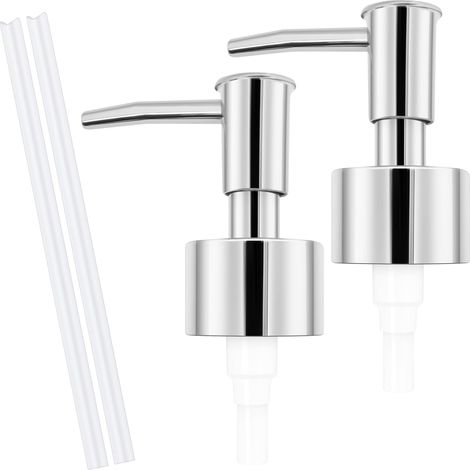 Lot de 2 têtes de pompe de rechange pour distributeur, gel hydroalcoolique, flacon de lotion (argent)