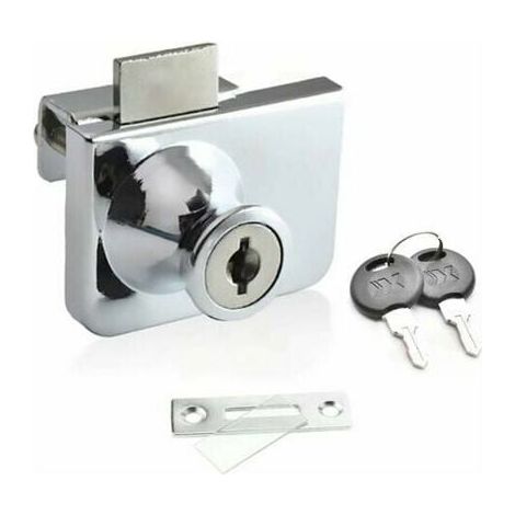 Cerraduras para puertas de cristal, cerraduras para vitrinas, cerraduras de seguridad de apertura simple o doble, aptas para puertas de cristal de 5 a 8 mm de espesor, con llaves individuales. (1/3)