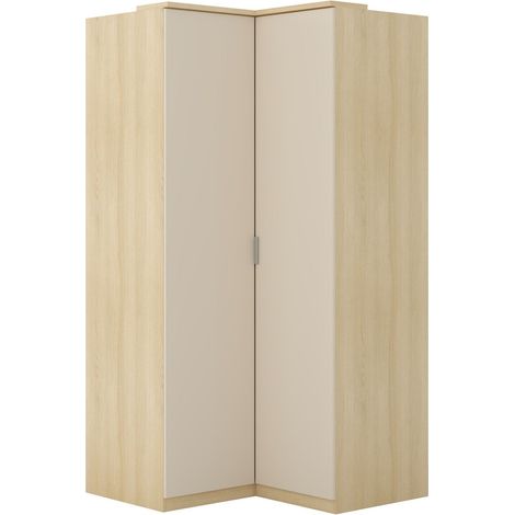 Armario de rincón Nolcala 107, Roble + Beige (1/5)
