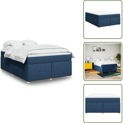 Boxspringbett mit Matratze Blau 140x200 cm Stoff - Boxspringbett - Boxspringbetten - Bett - Bett Mit Stauraum (1/5)