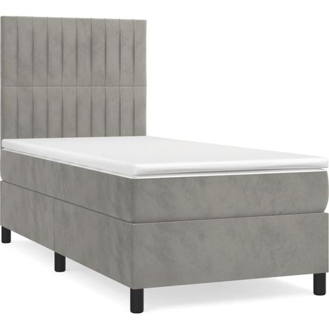 Maison Exclusive - Cama box spring con colchón terciopelo gris cl (1/5)