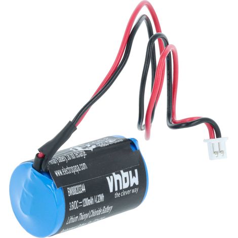 vhbw Battery Replacement for Testo 0515 0175 for Temperature Data Logger (1200 mAh, 3.6 V, Li-SOCl2)