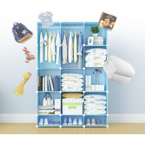 Armoire Modulable Enfant 8 Cubes Plastique, Rangement Vertical Rose (1/5)