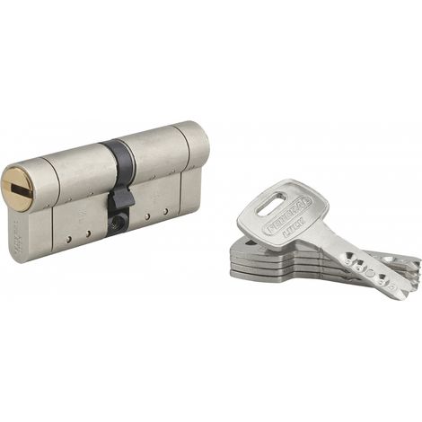 Cilindro europeo Federal S - 40X40mm nichel, anti-sfilamento, anti-perforazione, 5 chiavi reversibili - THIRARD