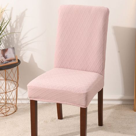 4-Piece Chair Cover Set, Jacquard Pattern Spandex Chair Cover, Universal Dining Room Chair Cover, Protective Cover, Very Easy to Clean and Durable (Pink, 4 Pieces) (1/5)