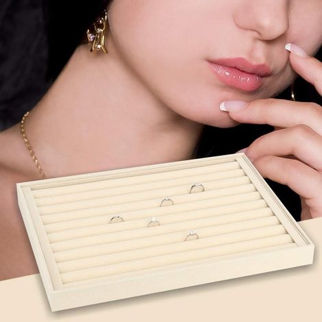 Jewelry Display Stand, Storage Container for Bracelets, Necklaces, Earrings, Jewelry Accessories and Retail Use (Ring Tray) (1/5)