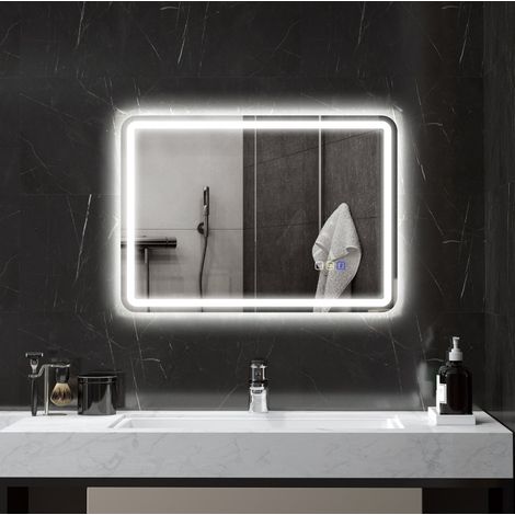 Specchio LED da bagno 50 x 70 cm Bluetooth, antiappannamento, 3 colori DESVIAE (1/5)