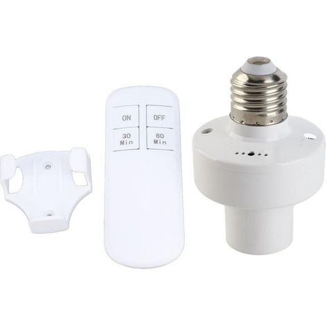 Portalampada E27/E26 con telecomando wireless, timer 30/60 minuti, facile installazione senza cablaggio per lampade da soffitto e da parete. (1/4)