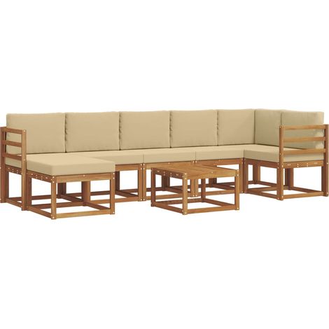 Outdoor Sofa Set with Cushion 8 pcs Natural and Beige vidaXL