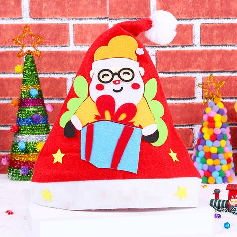 Feutrine pour Noël - Bricolage en tissu non tissé - Décoration de Noël mignonne en feutrine à coudre soi-même - Chapeau fait main (Cadeau) (1/3)