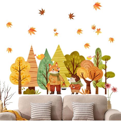 Autocollants Fenêtre Feuilles d'Érable Stickers Animaux En PVC Double Face Feuilles d'Érable Décors De Fenêtre Saisonniers Double Face Pour Maison, Salon, Centre Commercial, École, Classe, Table (1/5)