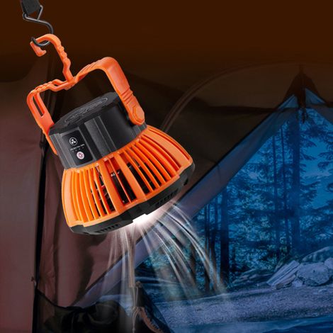Ventilateur d'extérieur 2 en 1 rechargeable par USB, avec lampe de plafond, batterie externe portable, 3 vitesses et luminosité réglables, télécommande pour la maison, le bureau, le camping, les pique (1/5)