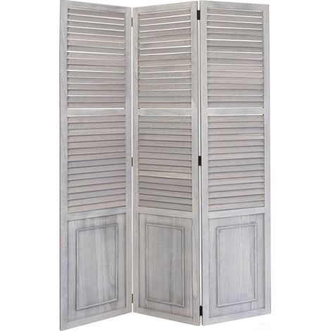 Décoshop26 – Paravent 3 panneaux gris en bois 120x170cm – Pliable – Charnières dans les deux sens – Pour intérieur – PAR06026 (1/4)