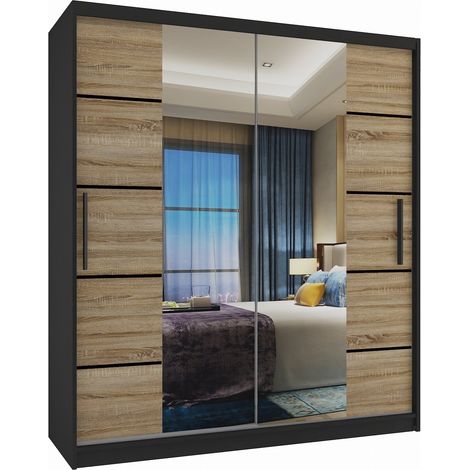 Schiebeschrank Belini 133 cm Mit Schubladen mit Spiegel eiche wotan eiche sonoma Hersteller (1/3)