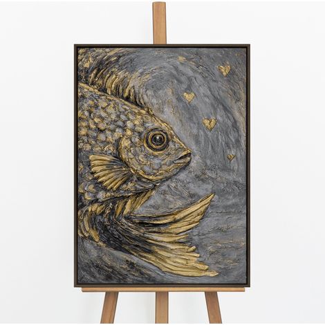 Gemälde Goldene Tiefe Rahmen Grau 70x50 cm (1/5)