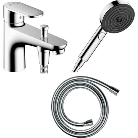 Pack mitigeur bain douche mécanique HANSGROHE Vernis Blend C2 + Pommeau de douche Pulsify Select 105 + Flexible Isiflex chromé