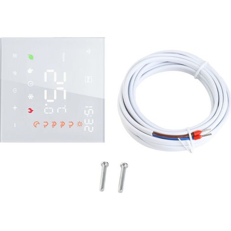 Smart digital wall thermostat for electric heating, WiFi, voice control, 16A digital programmable underfloor heating thermostat with touchscreen LCD (1/5)