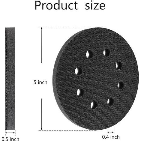 Lot de 2 Coussinets de ponçage enÉponge douce à 8 trous pour Ponceuse. Résistant aux chocs et à la réduction du bruit de Protection (125 mm) (1/5)