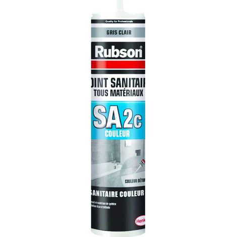 Rubson – Mastic sanitaire silicone acétique gris clair – Cartouche 280ml – Étanchéité pour douches et baignoires – Anti-moisissures (1/2)