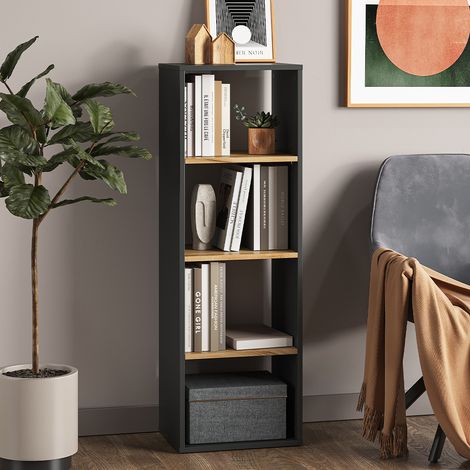 Bücherregal Tomy, Anthrazit/Goldkraft Eiche, 40 x 120 cm ,4 Fächer, Vicco