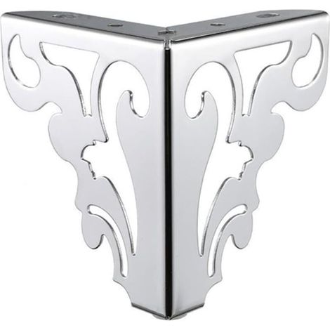 Set of 4 12cm Modern Sofa Legs for Table and Cabinet Furniture, Iron, Hollow Pattern (Chrome)