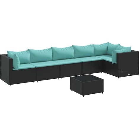 vidaXL Set Salotto da Giardino con Cuscini 7pz Nero Polyrattan (1/5)