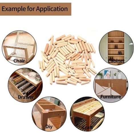 90 Pièces Chevilles en Bois Coniques M6 M8 M10, Assortiment Rainurées pour Bricolage, Artisanat, Travail du Bois (1/4)