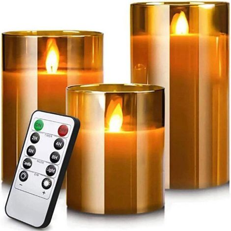 Bougies LED Réalistes Marron avec Télécommande, Flamme Mouvante et Ambiance Chaleureuse (1/5)