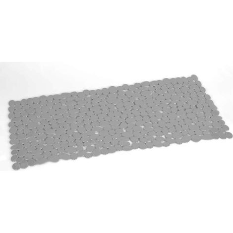 Baignoire antidérapante avec ventouses, Dimensions : 35 x 70 cm, Tapis de Bain en résine, Finition Grise, Design R (1/2)