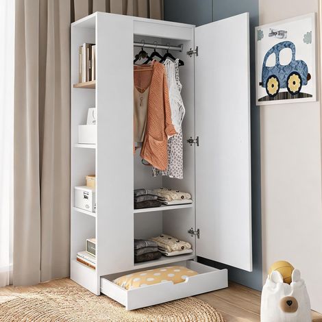 Commode coloris blanc en bois 70 x 40 x 170 cm (1/5)