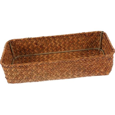 Panier couverts tissé 30x20x15 cm, rangement multifonction cuisine bureau, épices (1/4)