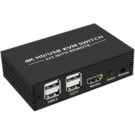 Commutateur KVM HDMI 2.0 4K 60Hz, 2 entrées pour PC, Xbox, PS5, Switch et ordinateur portable avec ports USB (1/5)