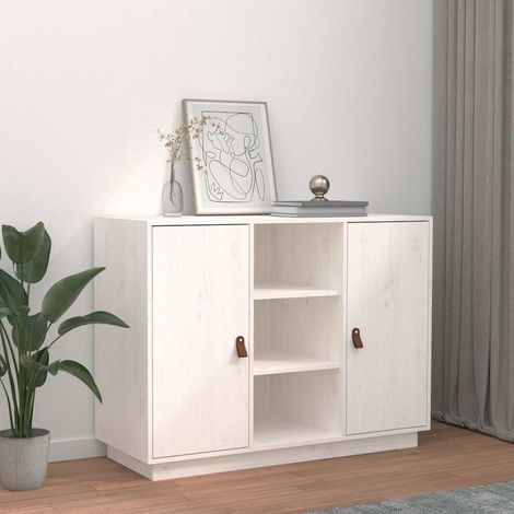 Aparador madera maciza de pino blanco 100x40x75 cm (1/4)