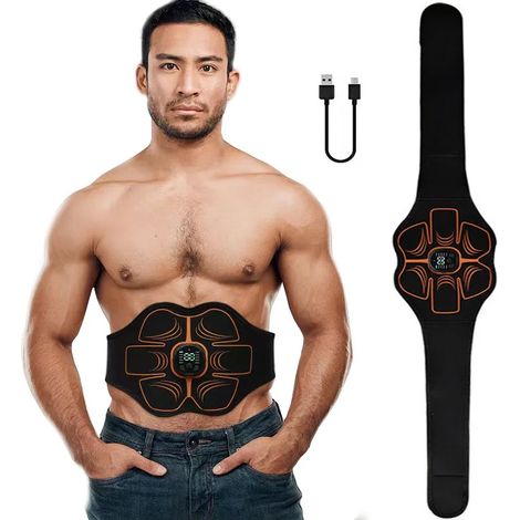 Bauchmuskelgürtel mit elektrischer Muskelstimulation (EMS), USB-aufladbar, für Heimtraining und Gewichtsabnahme, für Männer und Frauen. – AquaForge (1/5)