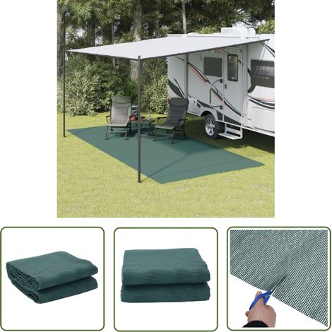 The Living Store Zeltteppich Grün 5,5x2,5 m - Campingausrüstung - Zeltausrüstung - Zeltbodenmatte - Rutschfeste Unterlage - Gartenmöbelschutz (1/5)