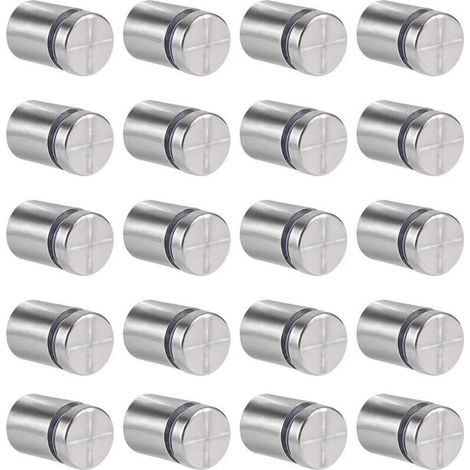 20 Pcs Entretoise de Verre,19 x 25mm Vis d'écartement,Support Mural en Acier Inoxydable pour Clous Publicitaires,pour Plaques et Présentoirs de Signe (Argent)