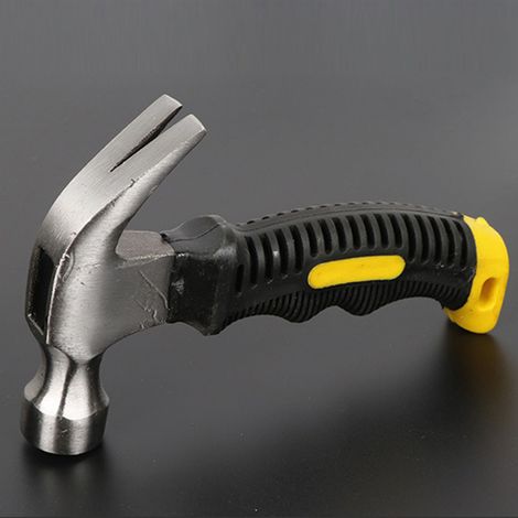 Mini marteau à griffes antichoc, arrache-clous multifonctionnel pour voiture, marteau d'évasion, marteau à griffes antidérapant revêtu de plastique pour usage domestique (vente en gros) (1/5)