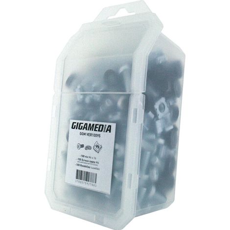 Gigamedia VER10095 Lot de 100 vis M6 x 16 mm + rondelles cuvettes + écrous cage M6 - Noir