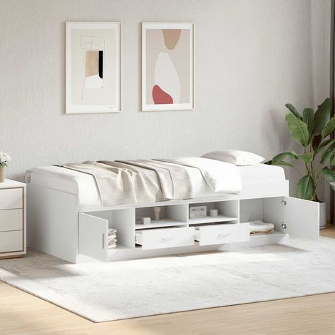 Sofá cama con cajones sin colchón blanco 100x200 cm (1/5)
