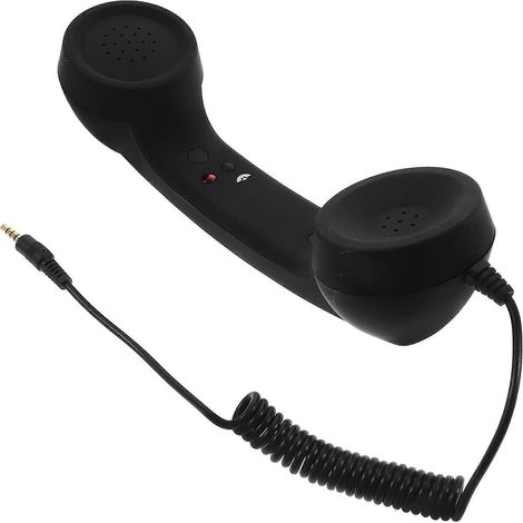 Combiné téléphonique rétro universel 3,5 mm, résistant aux radiations, à tonalité réglable (noir)-226.56cm-Black (1/3)