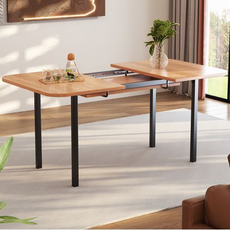 Table à manger extensible 120-160 cm rovere bianco in MDF con struttura in lega resistente (1/5)
