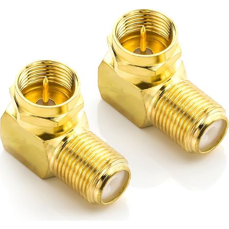 Set mit 90°-Winkeladaptern für Koaxialkabel, F-förmige Winkeladapter für 7-mm-F-Stecker, vergoldeter Satellitenkabelstecker – 2 Stück