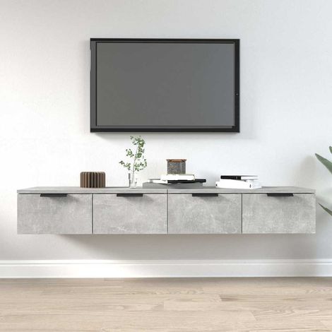 vidaXL Armarios de pared 2 uds contrachapada gris hormigón 68x30x20 cm (1/5)