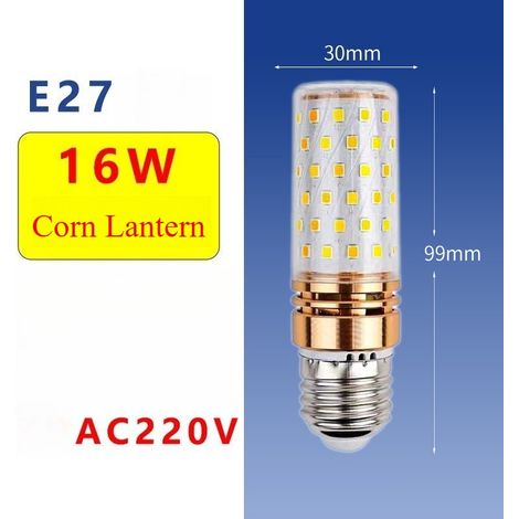 2 Ampoules LED maïs dorées de 16 W - Ampoules LED E27, Lumière chaude, 85-265 V CA, 1 600 lm, pour l'éclairage intérieur domestique (1/5)