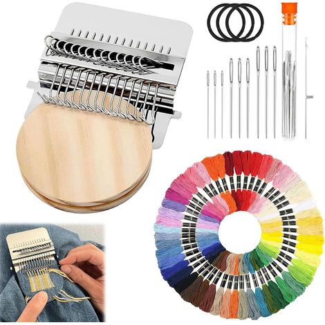 Kit de patch tricoté PatchMaker 2.0, Darning Loom portable pour débutants, Kit de patch tricoté pour la réparation des trous sur les chaussettes, les vêtements et les jeans (50 couleurs)