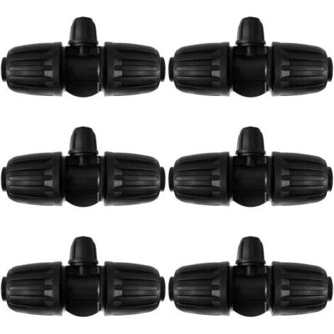 6-teiliger T-Rohrverbinder mit Widerhaken, 3-Wege-Bewässerungsschlauchverbinder für Rohre von 13/16 mm bis 4/7 mm, 3-Wege-Tropfbewässerungsverbinder für Garten, Rasen