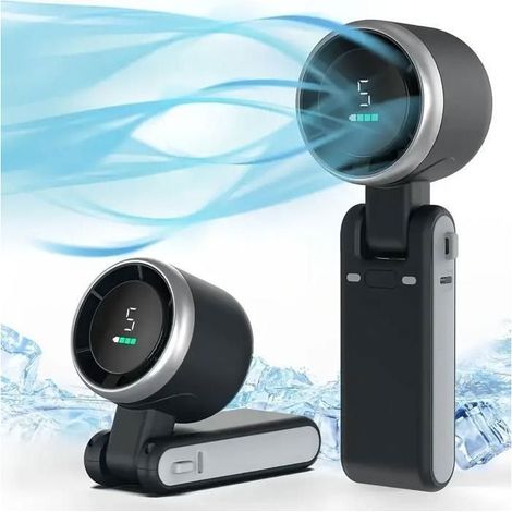 Ventilatore portatile pieghevole - Ricaricabile tramite USB, ultra silenzioso con 5 velocità regolabili, batteria da 3600 mAh, nero (1/5)